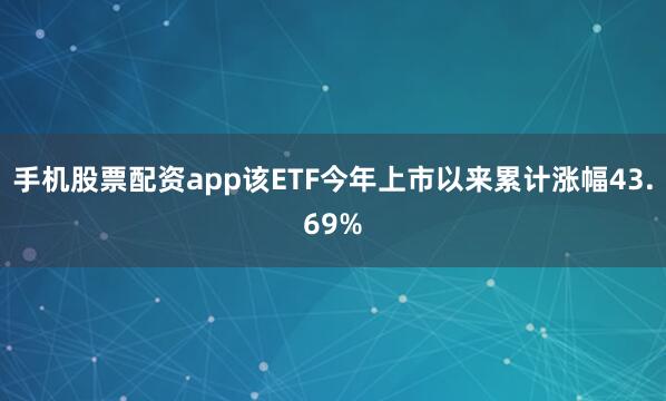 手机股票配资app该ETF今年上市以来累计涨幅43.69%